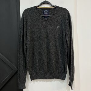 American Eagle Outfitters Men’s Dark Gray V Neck Sweater Athletic Fit Size Large